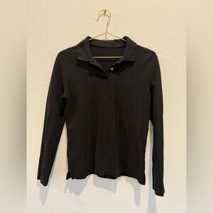 Louis Vuitton long sleeve black polo ribbed half button cotton shirt top classic